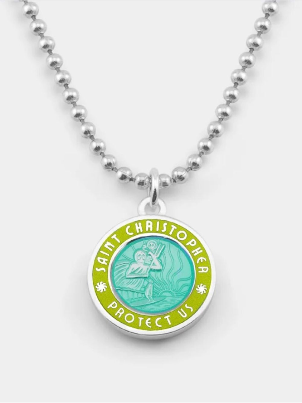 Saint Christopher Surf
Necklace Size Medium Sky Blue / Olive